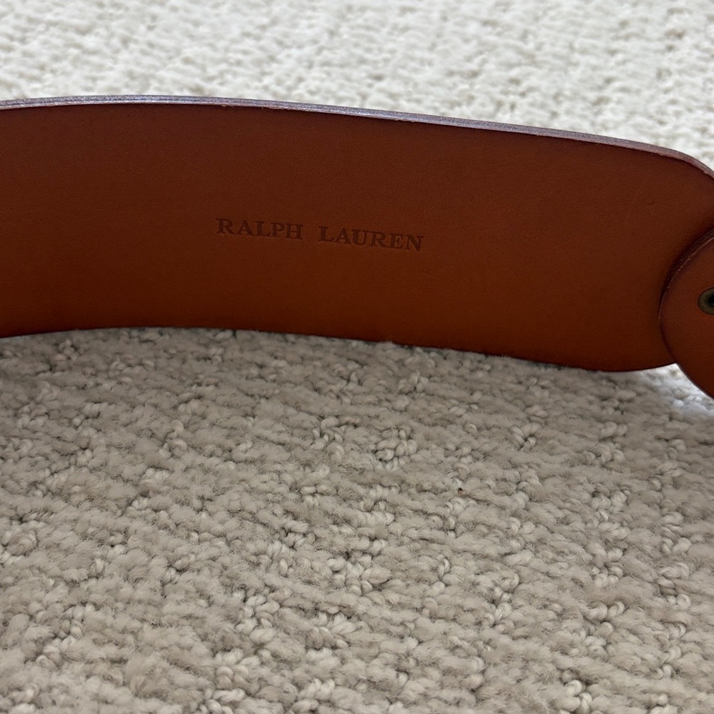 Ralph Lauren Tan Leather Belt with Gold-Tone Horsebit - Picture 2 of 4